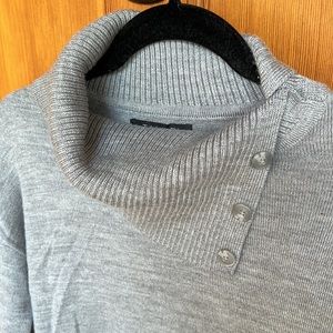 Tahari 100% fine Merino wool tunic sweater, heather gray, XS